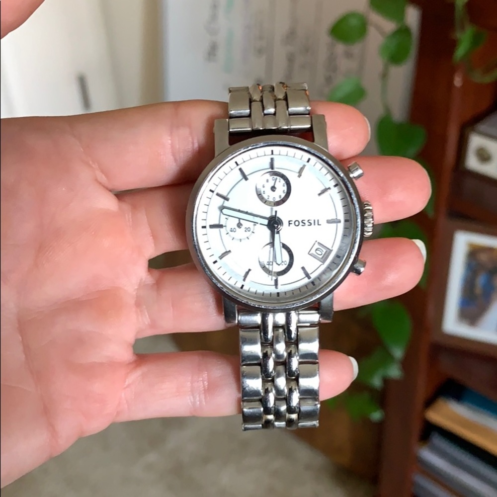 Silver Fossil Watch